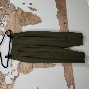 ASOS PETITE tailored tie waist ankle grazer pant, trousers olive green size 0